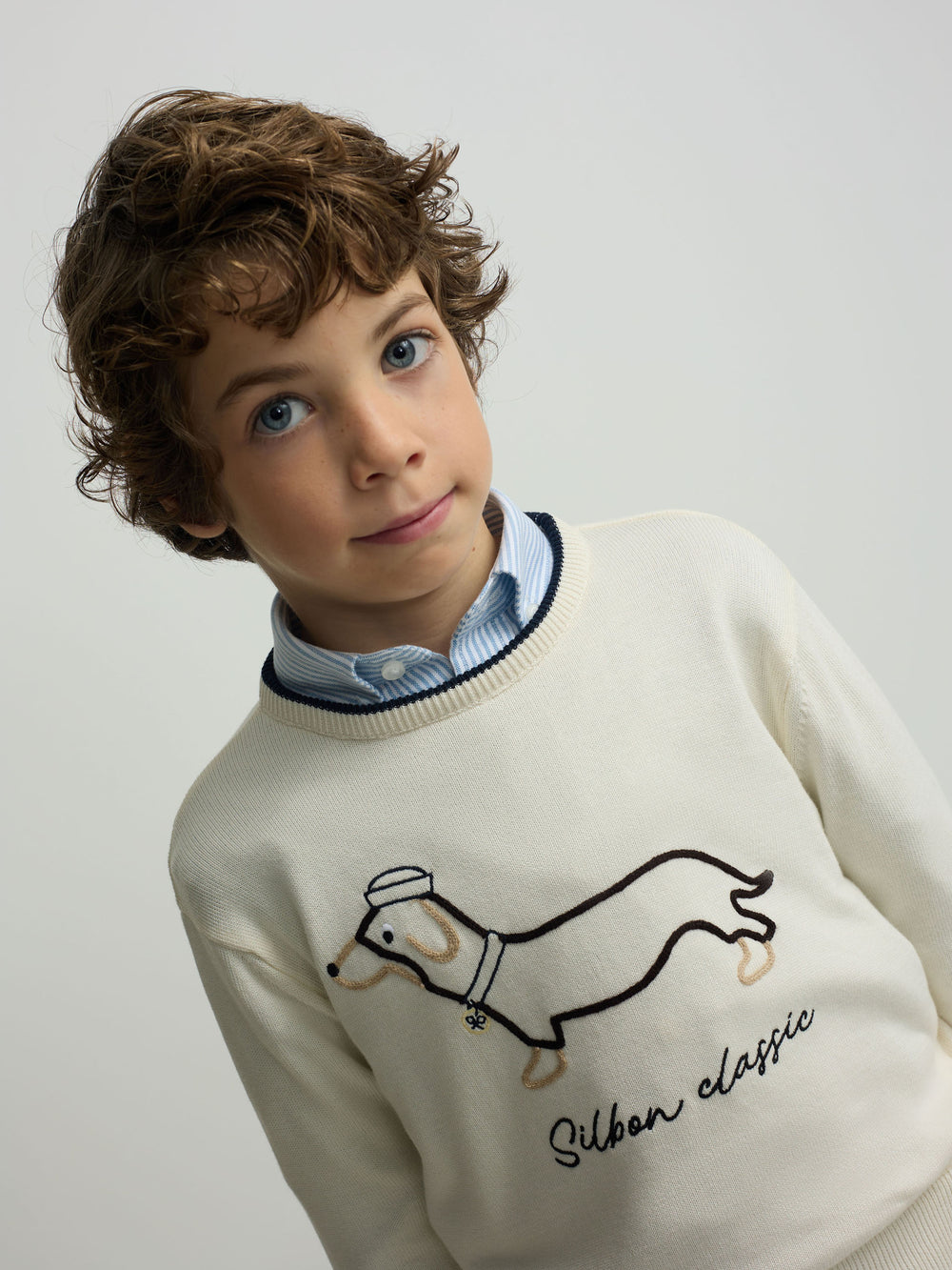 Kids cream dog sweater