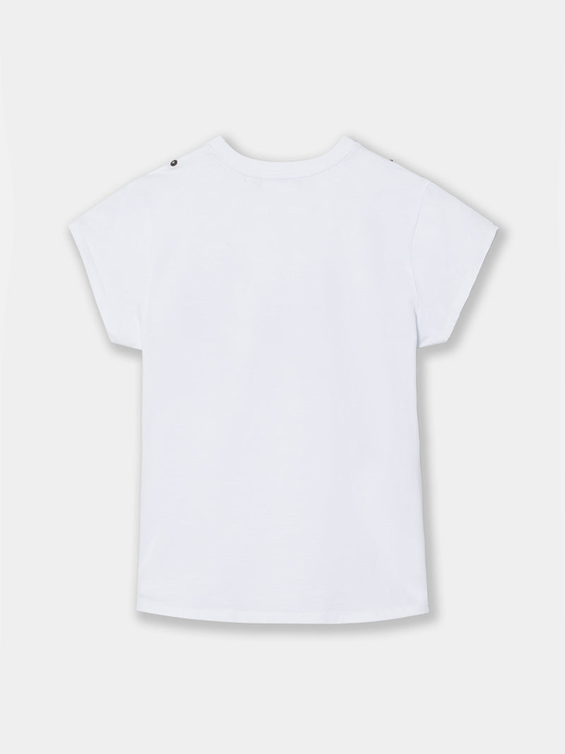 Camiseta woman manga roll out blanca