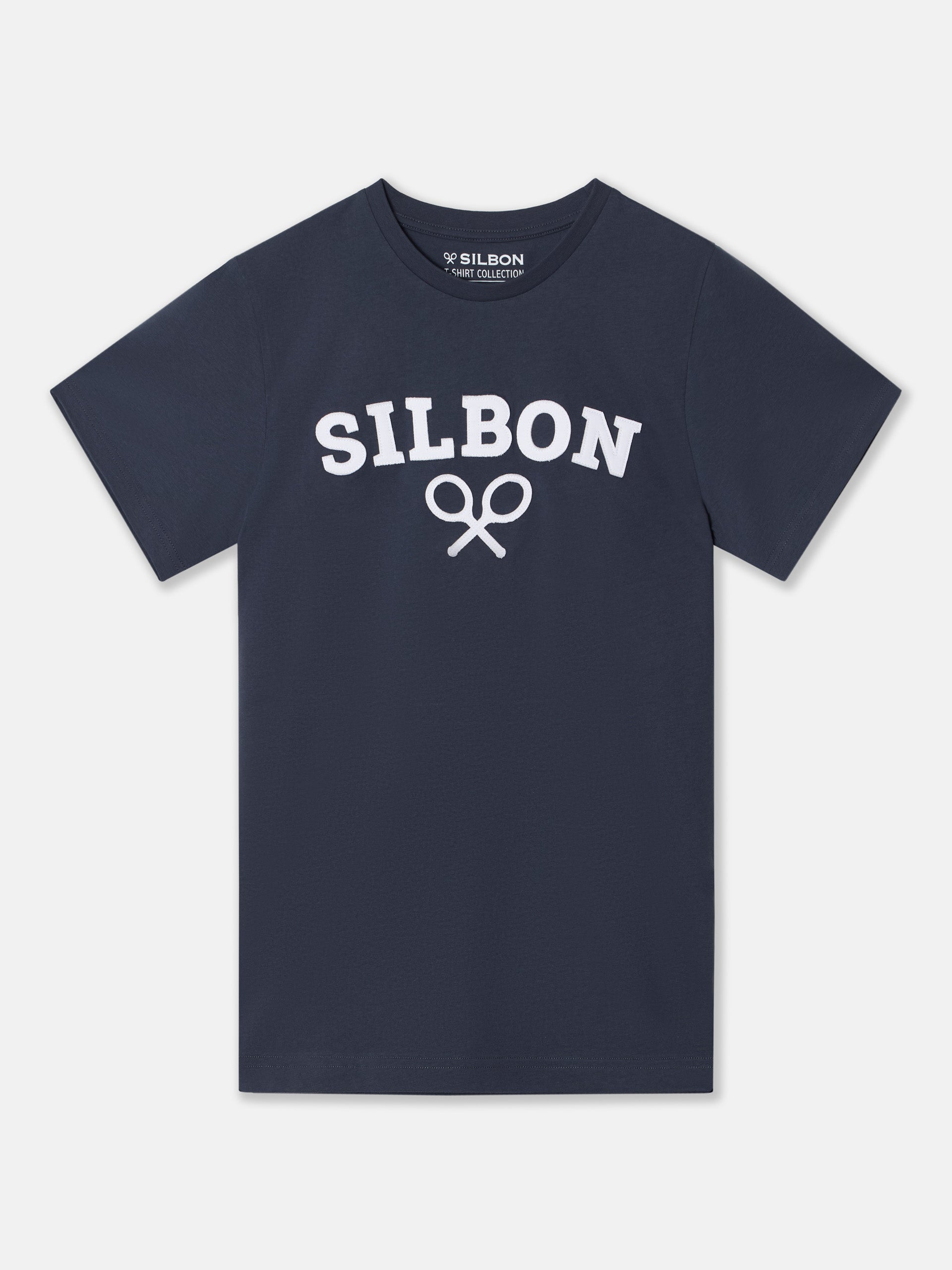 Camiseta silbon raqueta media azul marino