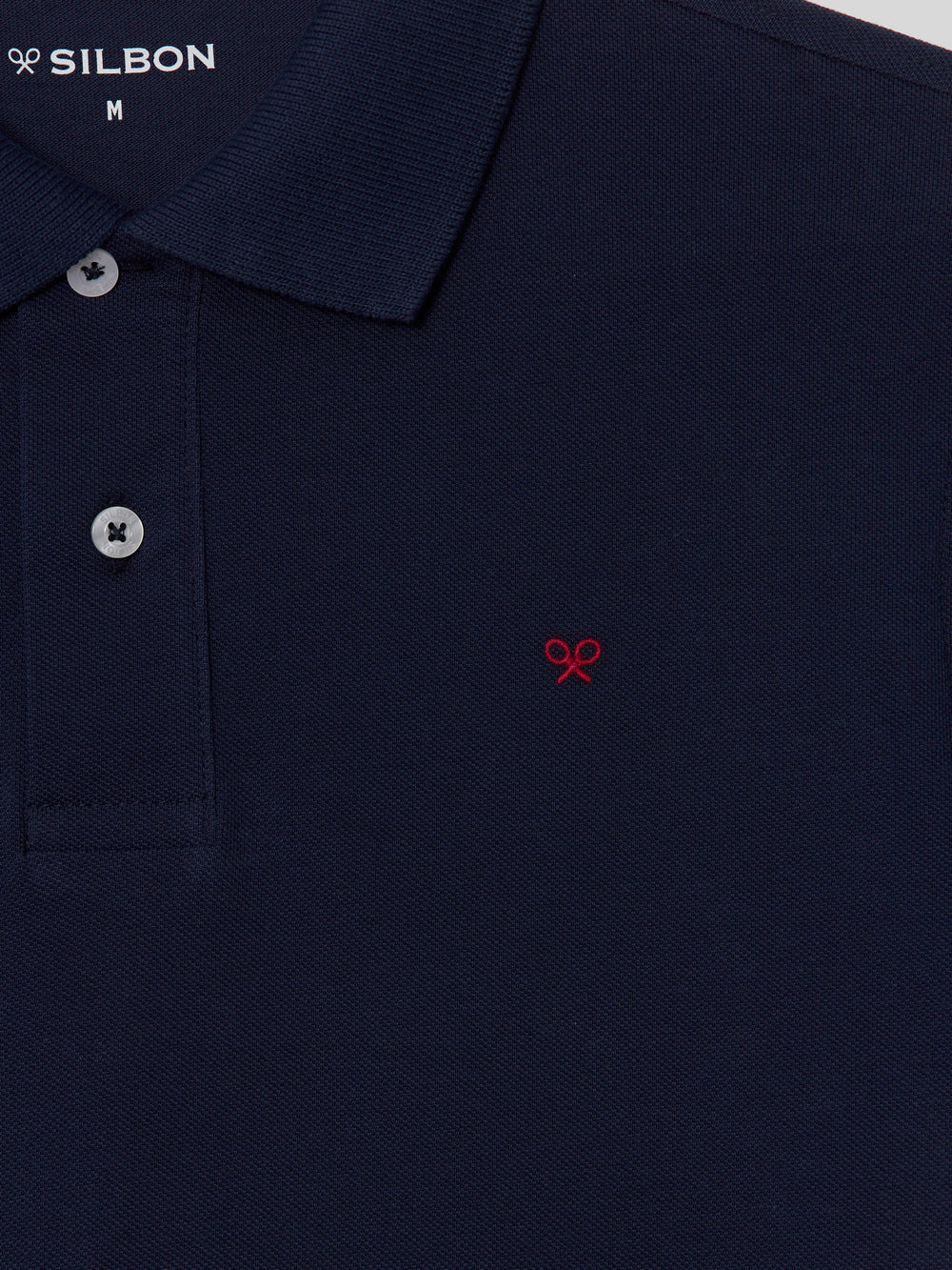 Polo clasico liso azul marino