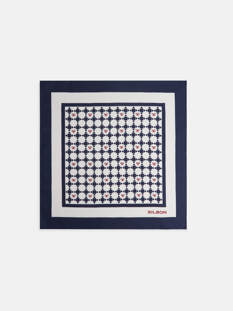 Pañuelo geometrico raquetas blanco