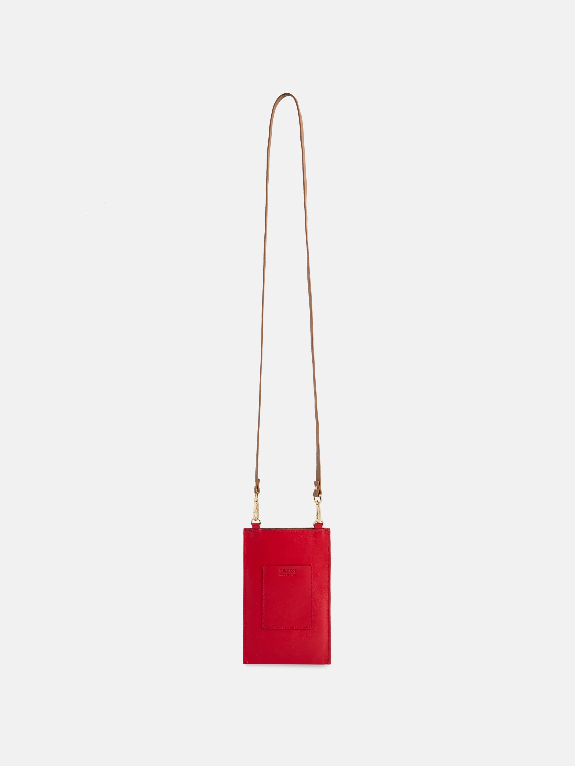 Portamovil piel bolsillo rojo y marron