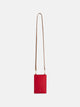 Red and brown leather mobile phone holder with pocket