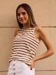 Camiseta punto rayas marrones