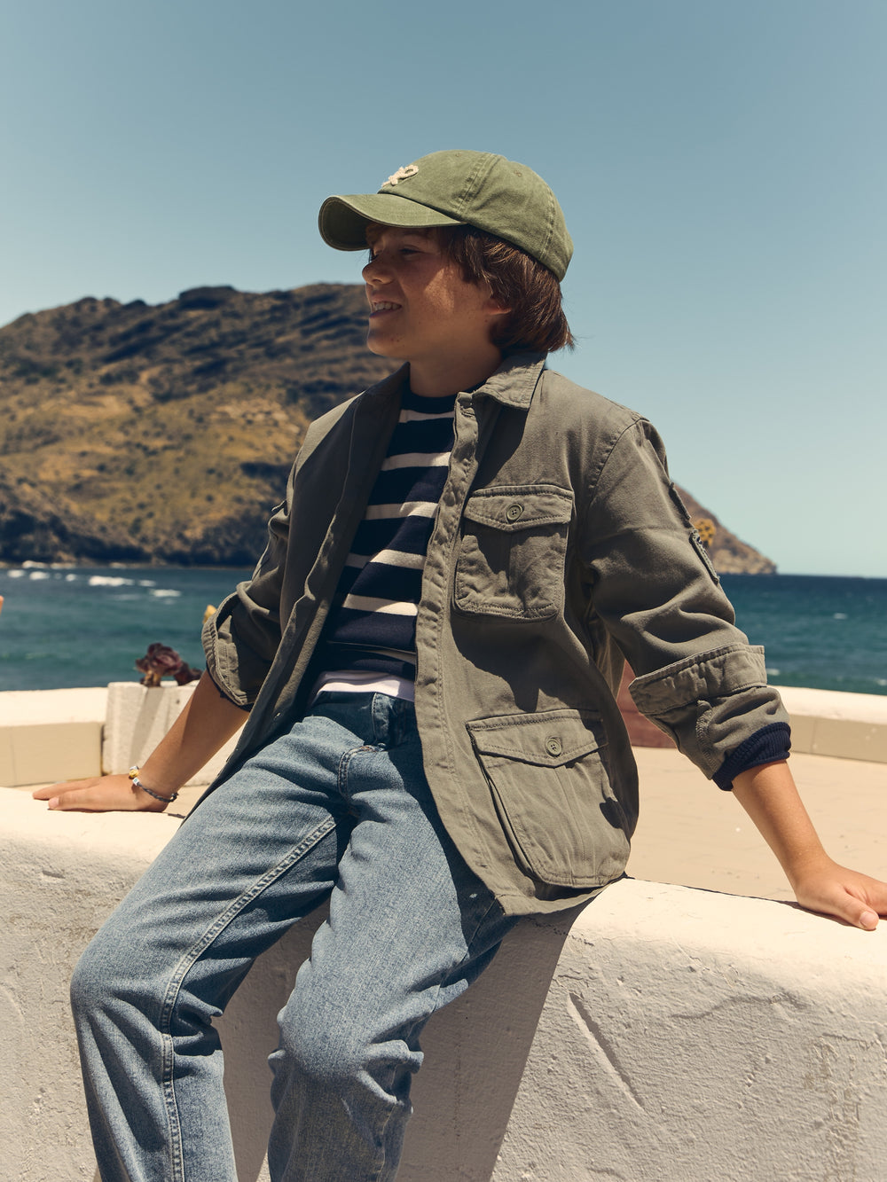 Chaqueta kids bolsillo parches verde