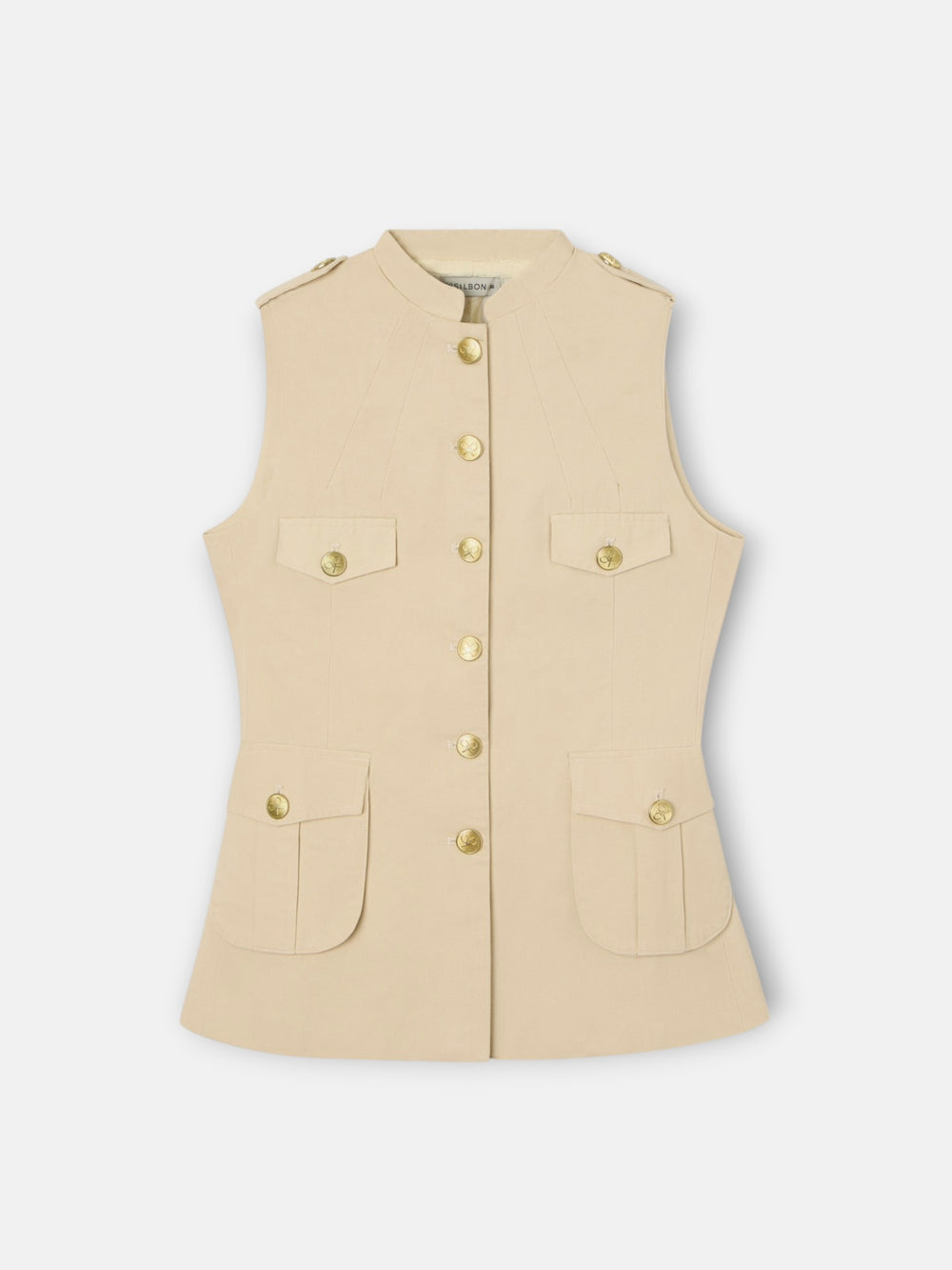 Chaleco sahariana botones beige