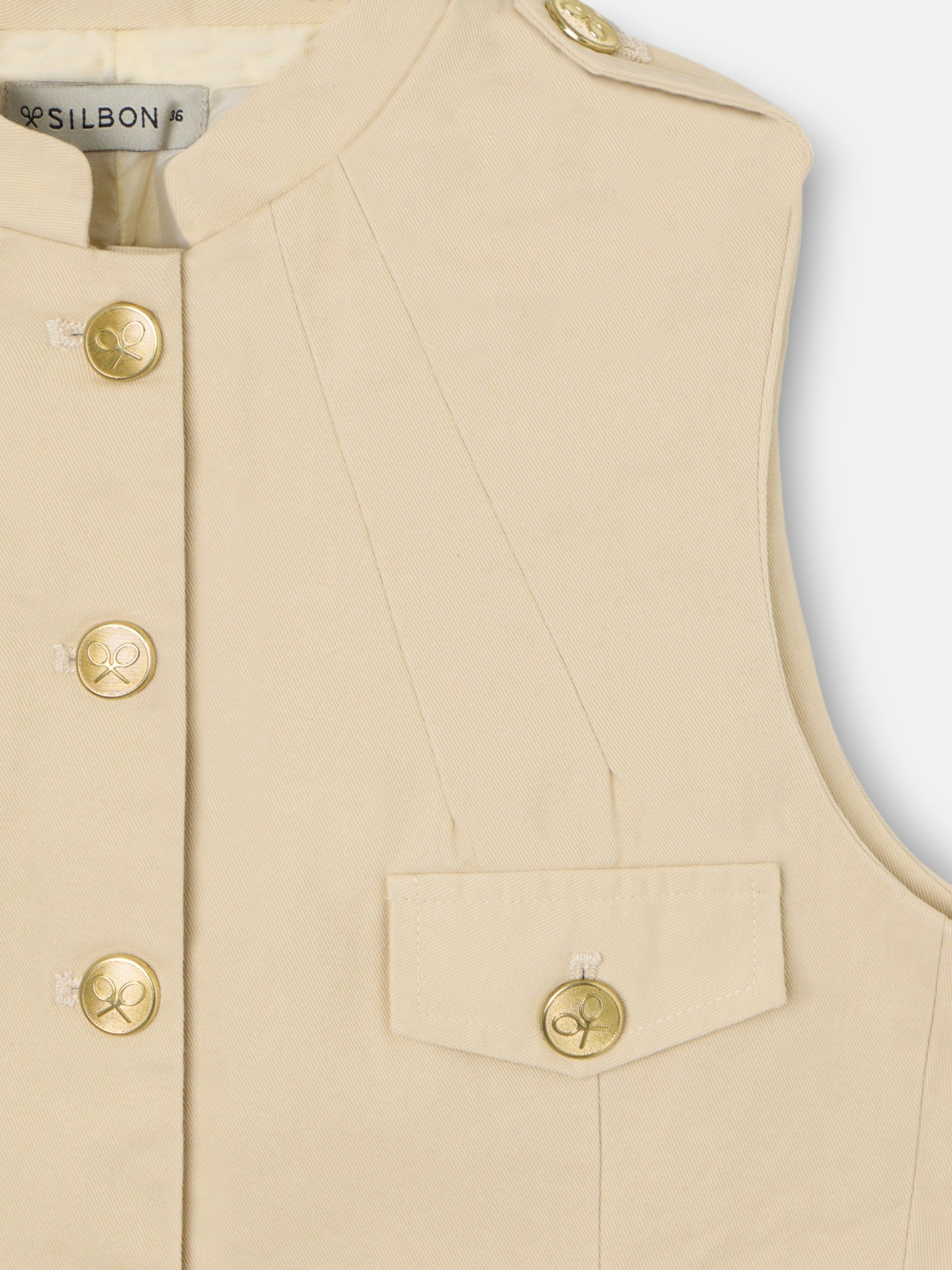 Chaleco sahariana botones beige