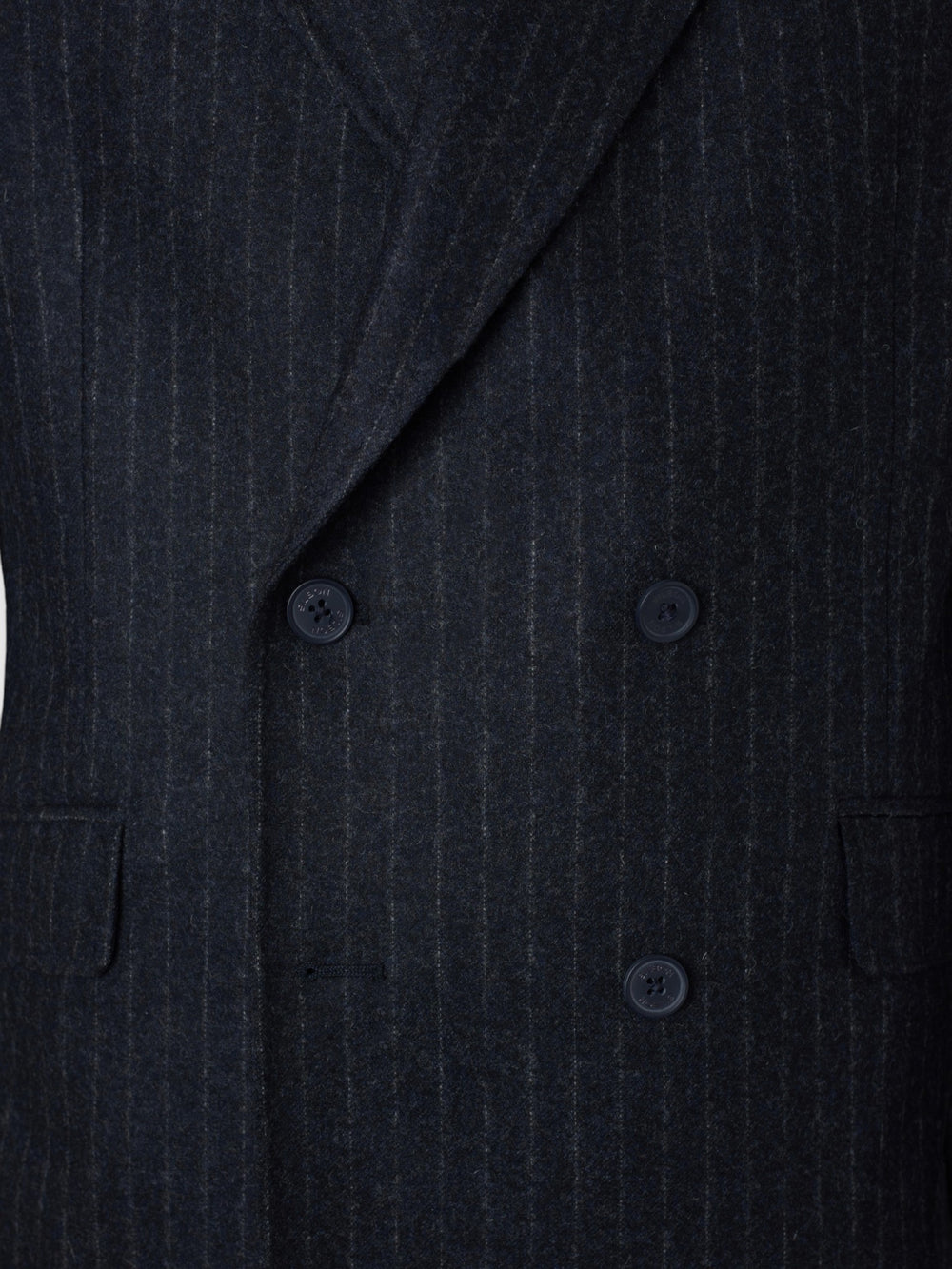 Navy blue pinstripe double-breasted blazer