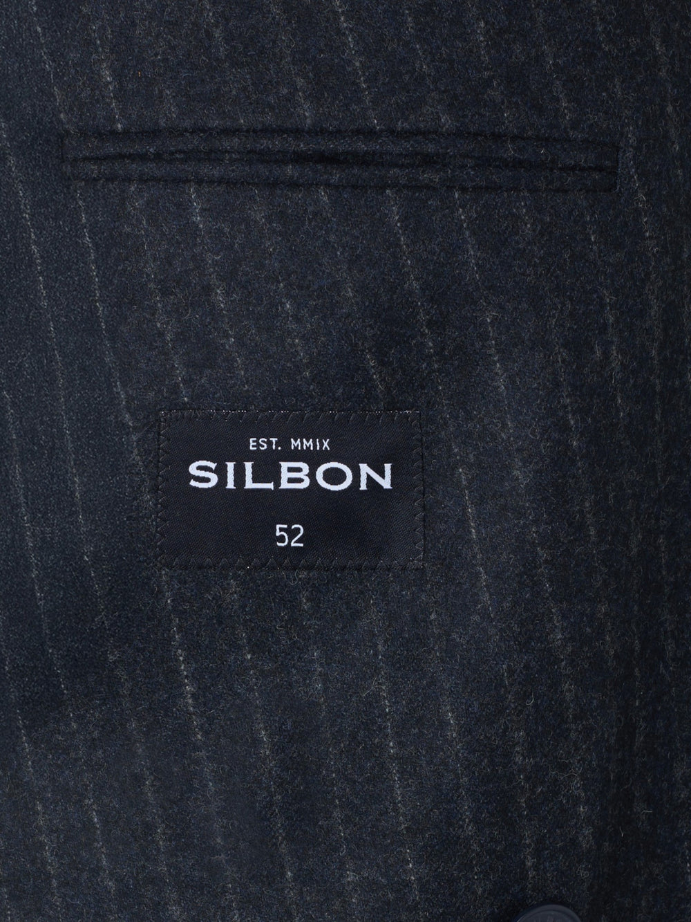 Navy blue pinstripe double-breasted blazer