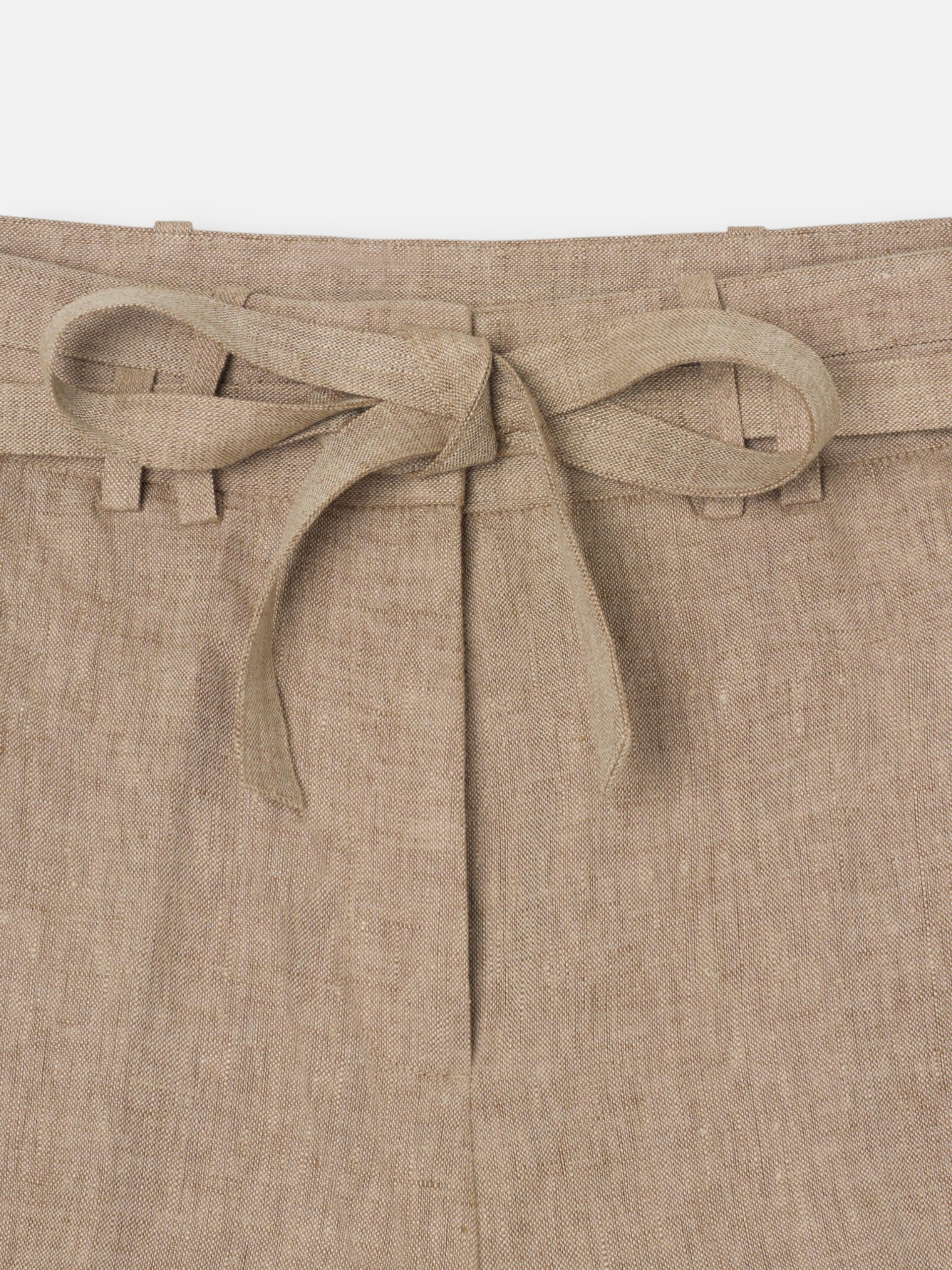 Straight beige trousers with slits
