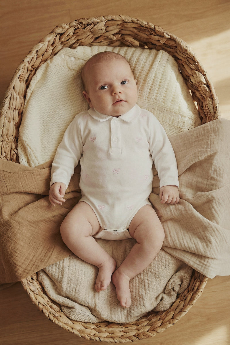 Body baby manga larga multiraqueta rosa