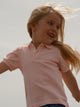 Polo de menina com manga bufante rosa claro