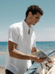 White short-sleeved linen shirt