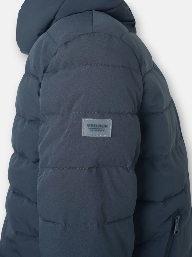 Technical hooded gray coat