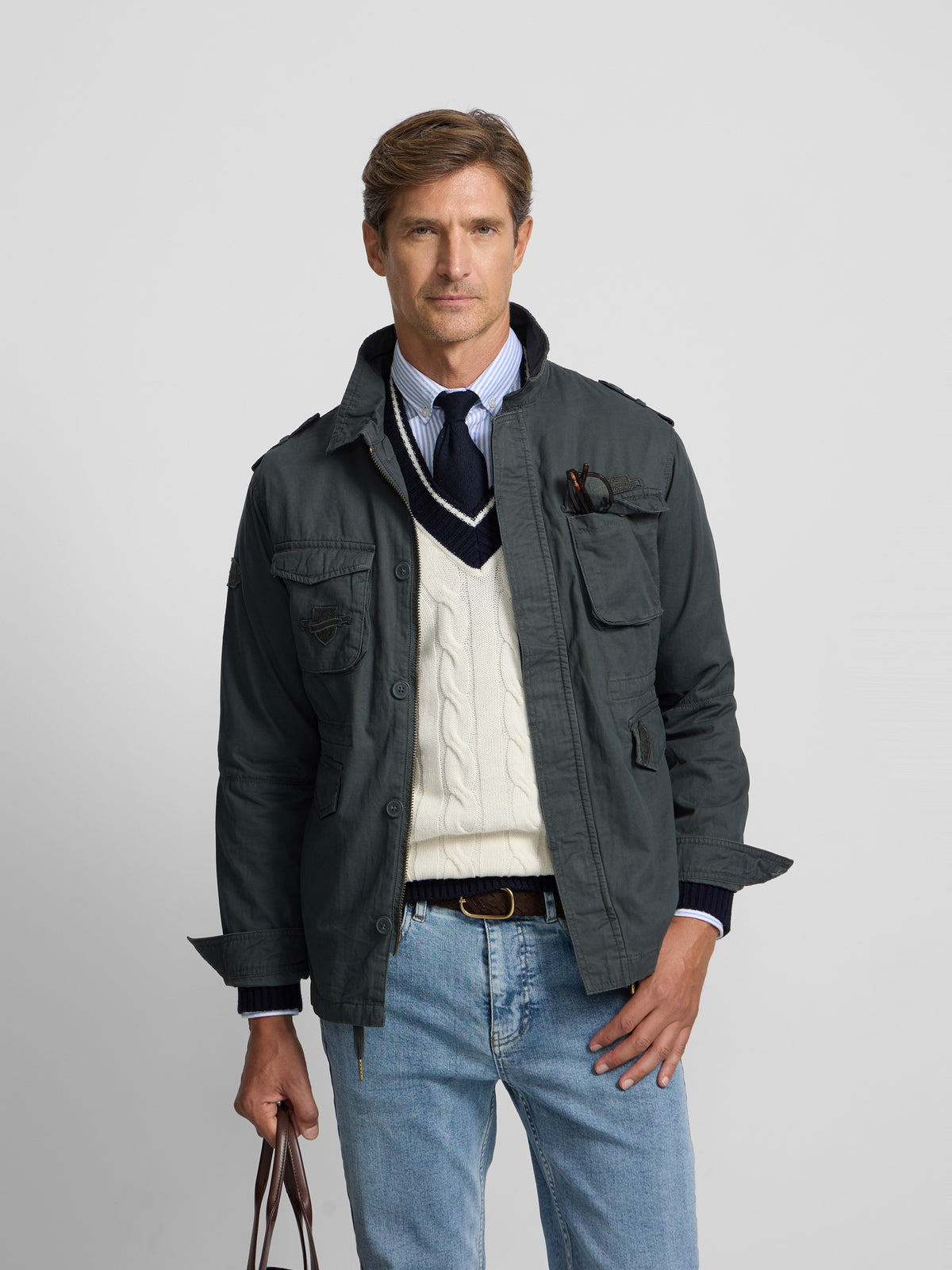 Dark green military jacket