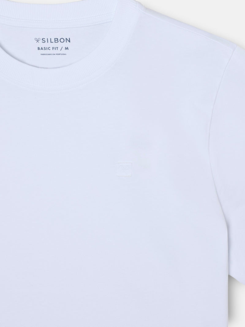 T-shirt unie avec mini-logo patch blanc