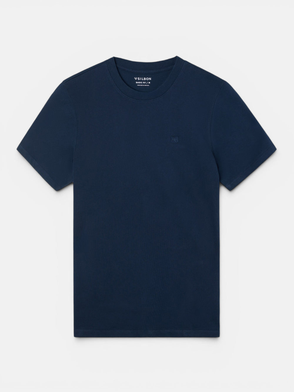 T-shirt lisa minilogo emblema azul-marinho