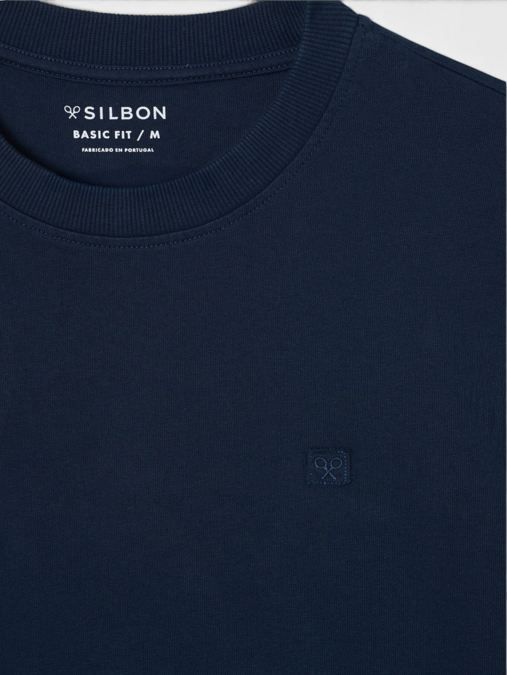 T-shirt lisa minilogo emblema azul-marinho