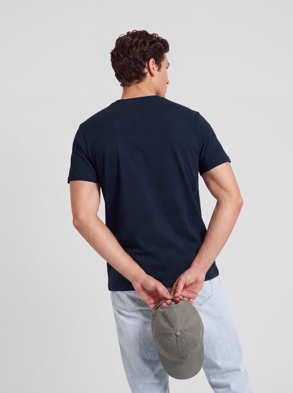 T-shirt lisa minilogo emblema azul-marinho