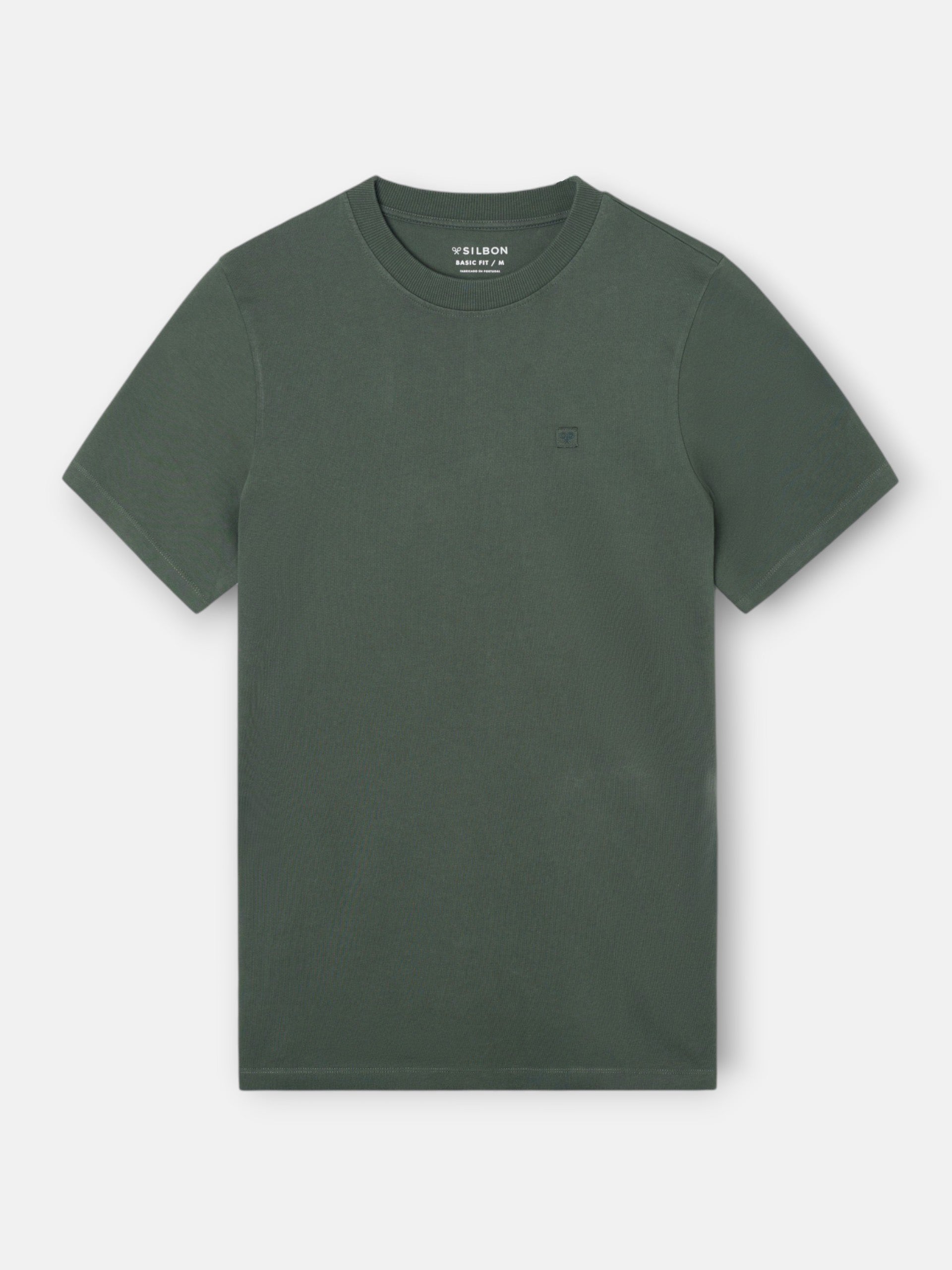 Camiseta lisa minilogo parche khaki