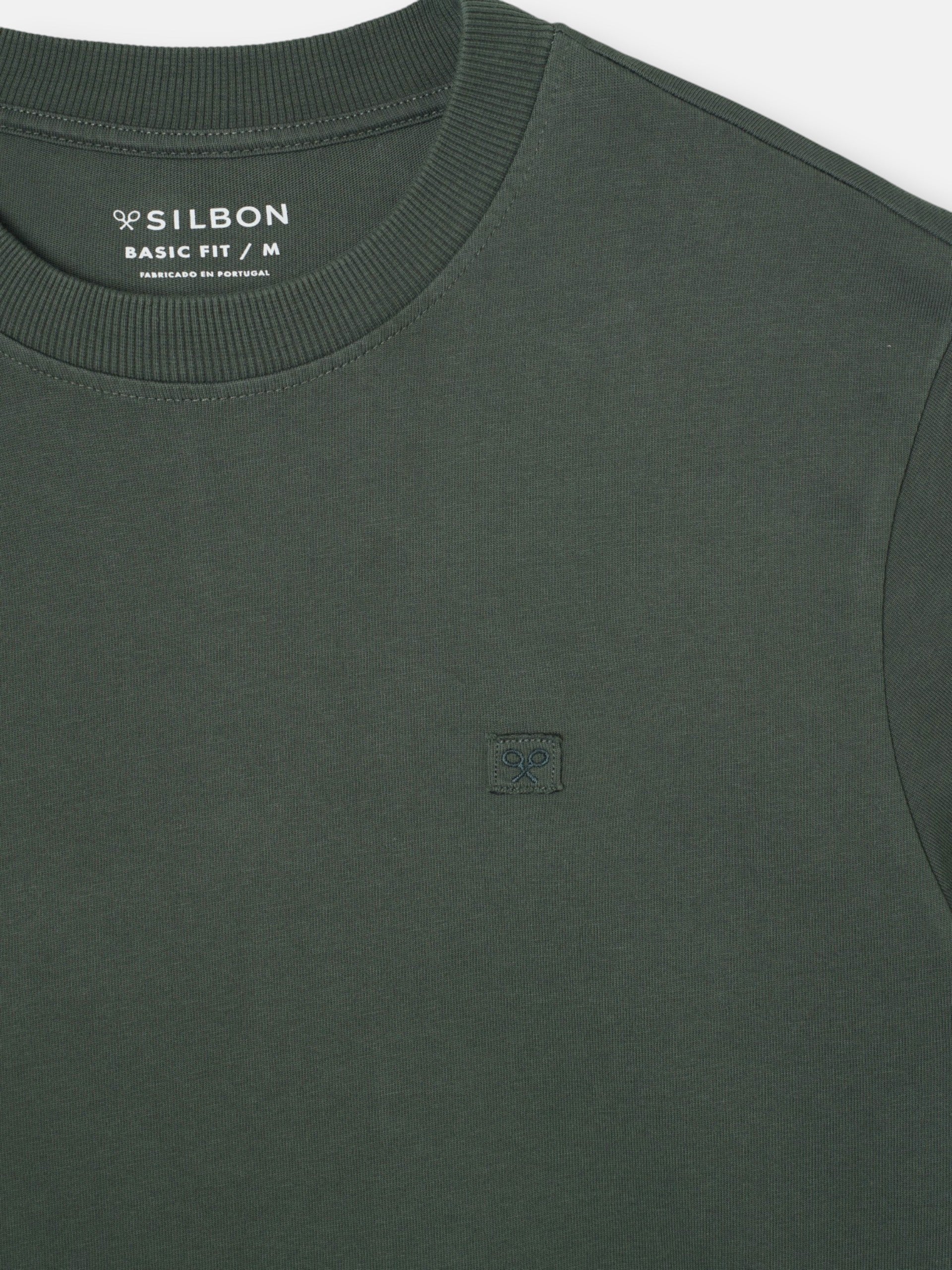 Camiseta lisa minilogo parche khaki