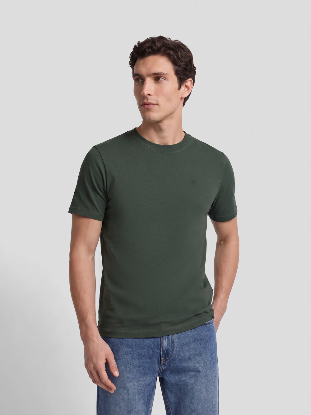 T-shirt lisa minilogo emblema caqui