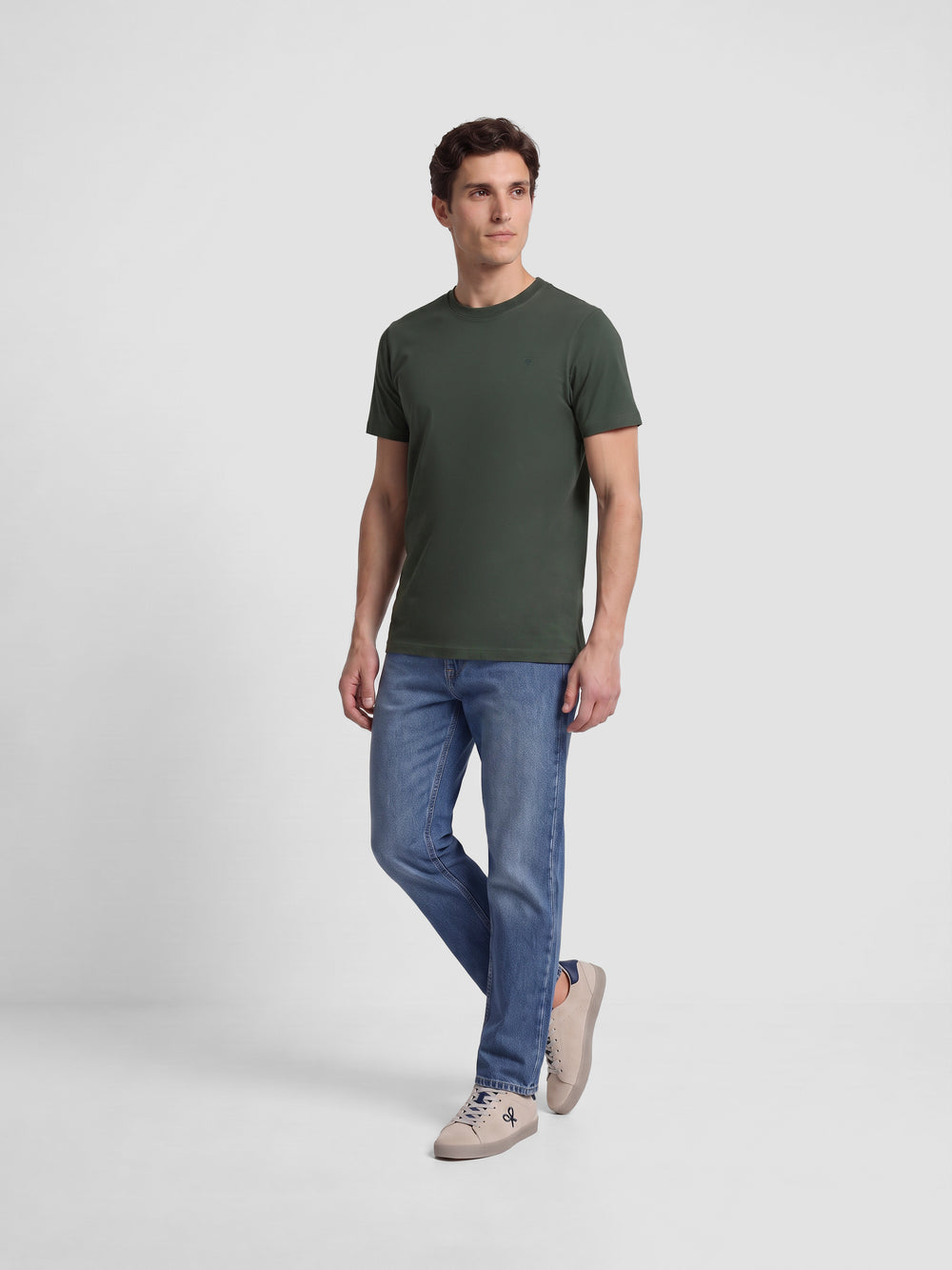 T-shirt lisa minilogo emblema caqui