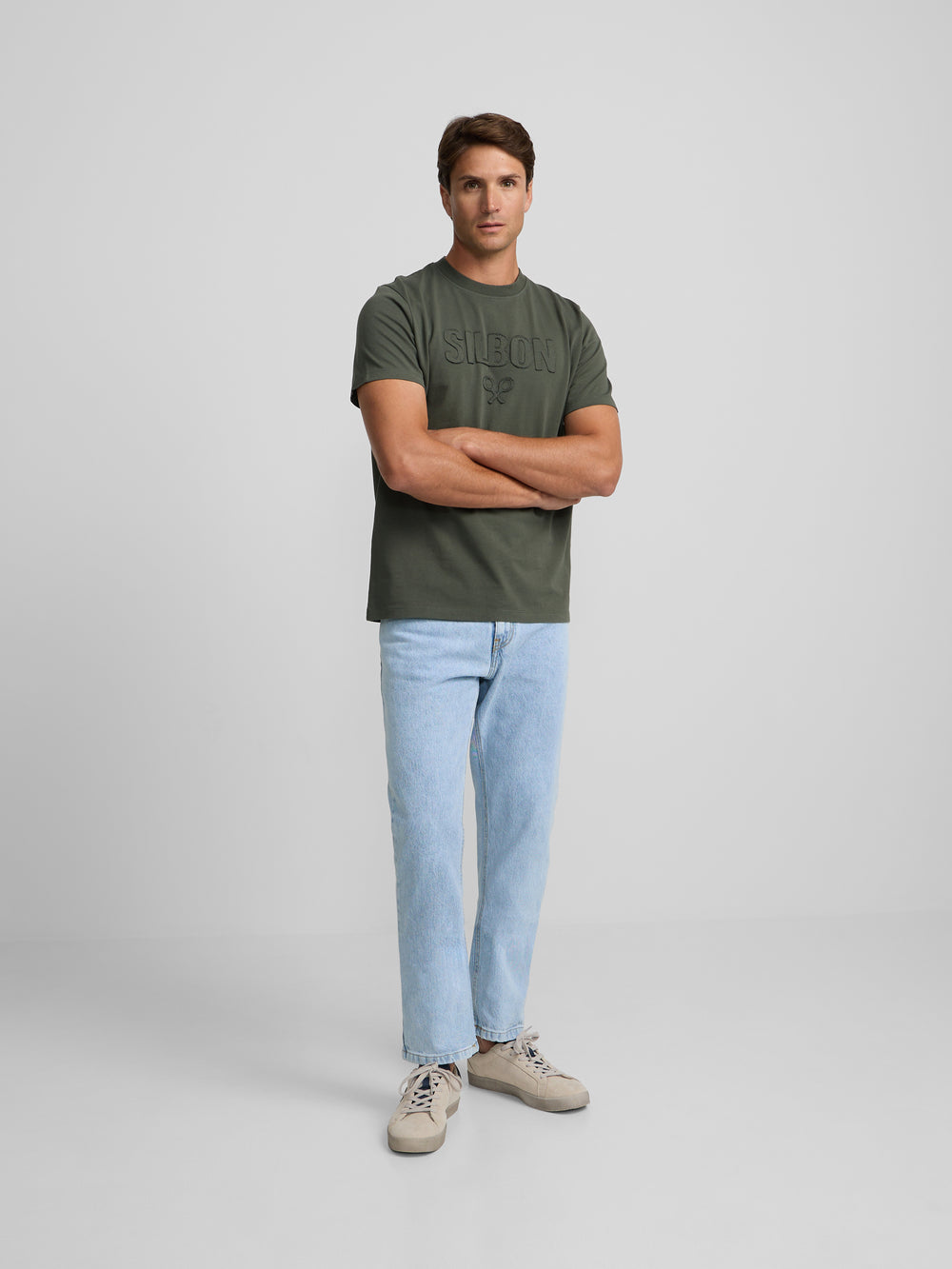 Camiseta silbon patch tono khaki