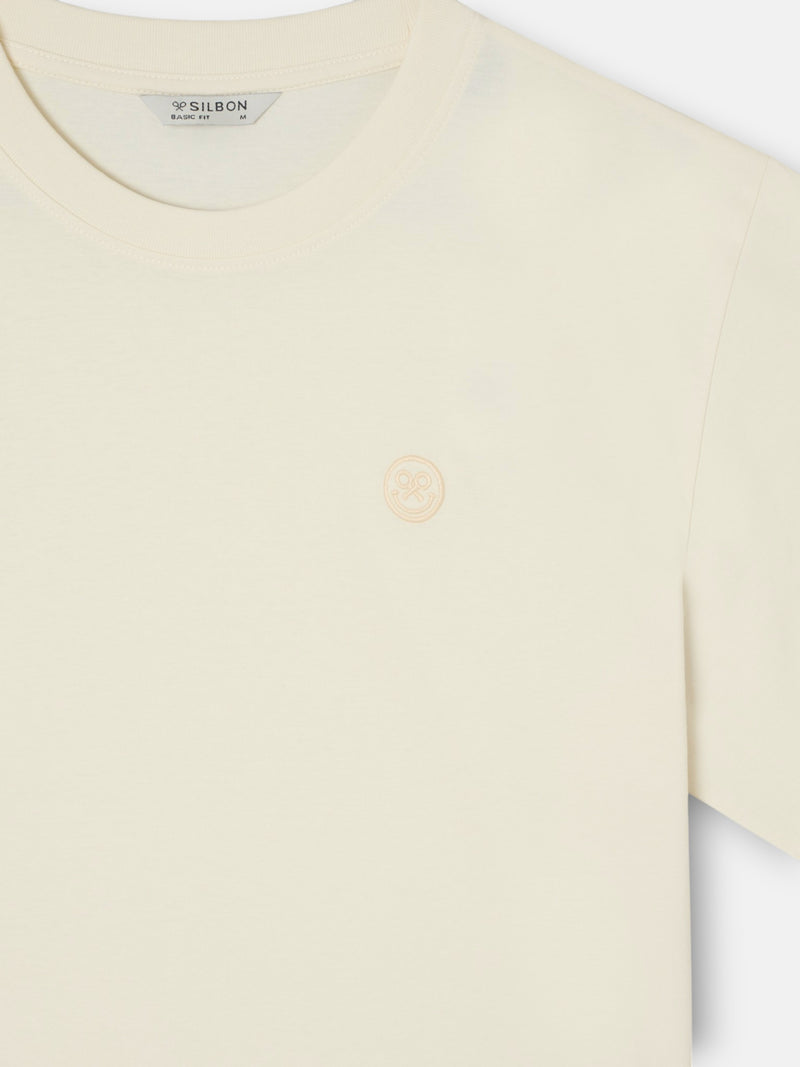 T-shirt logo sourire crème