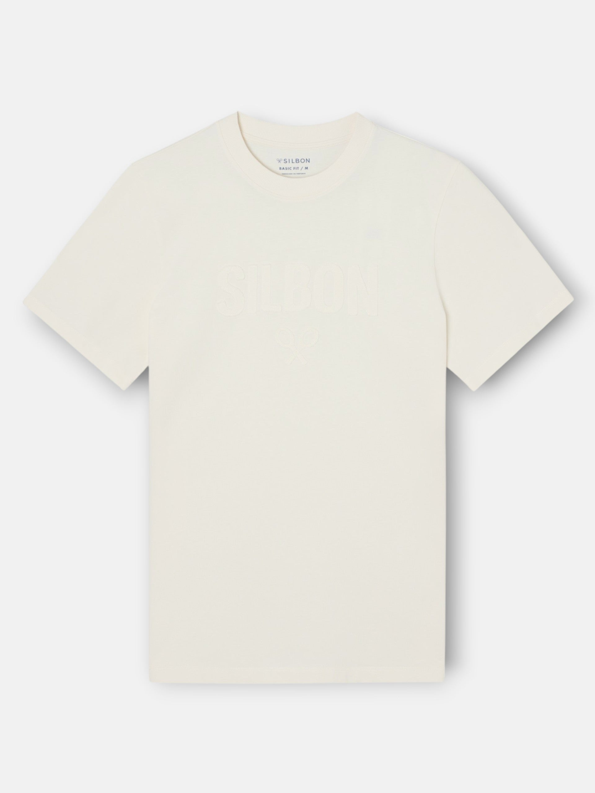 Camiseta silbon patch tono crema