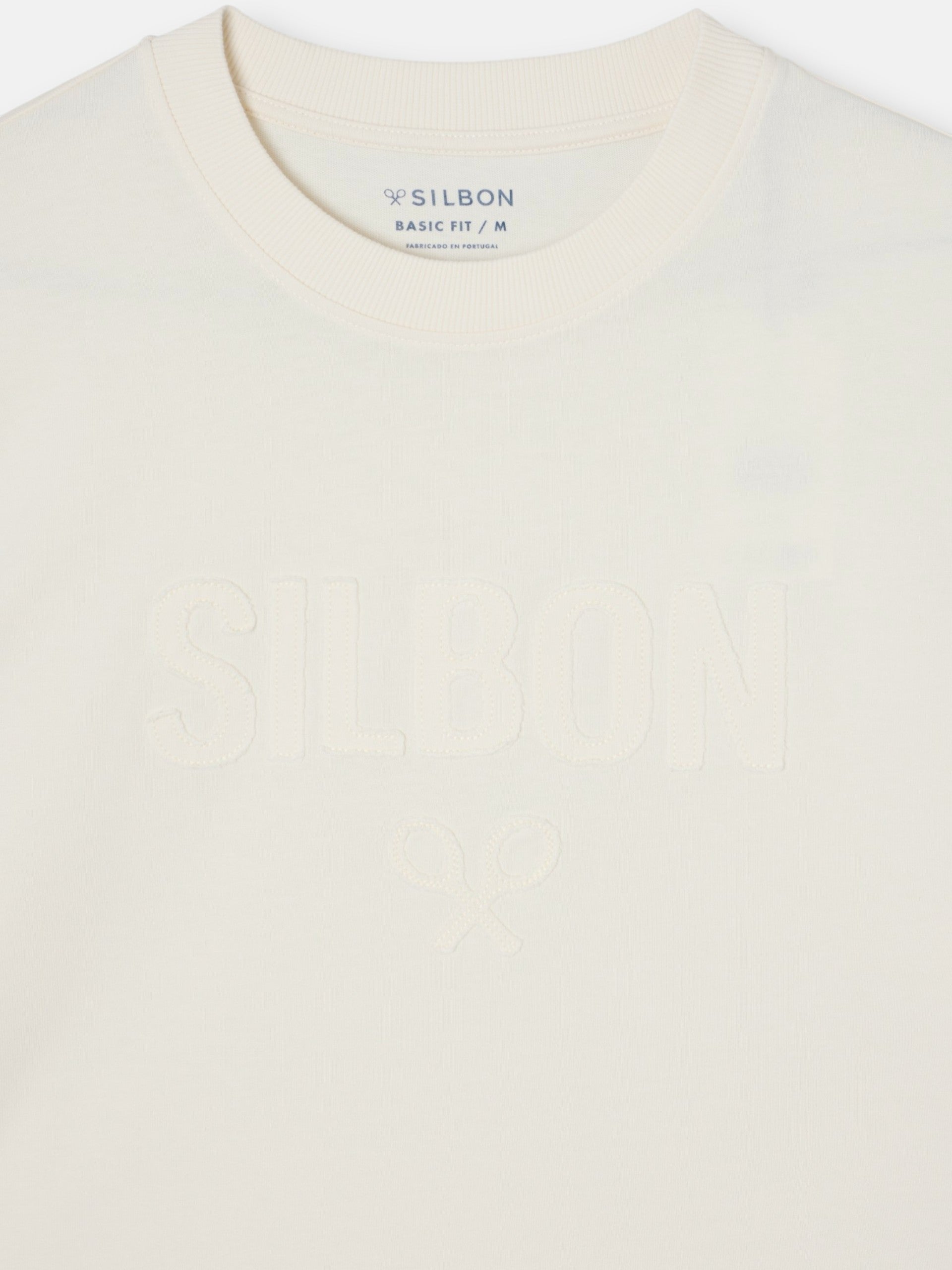 Camiseta silbon patch tono crema