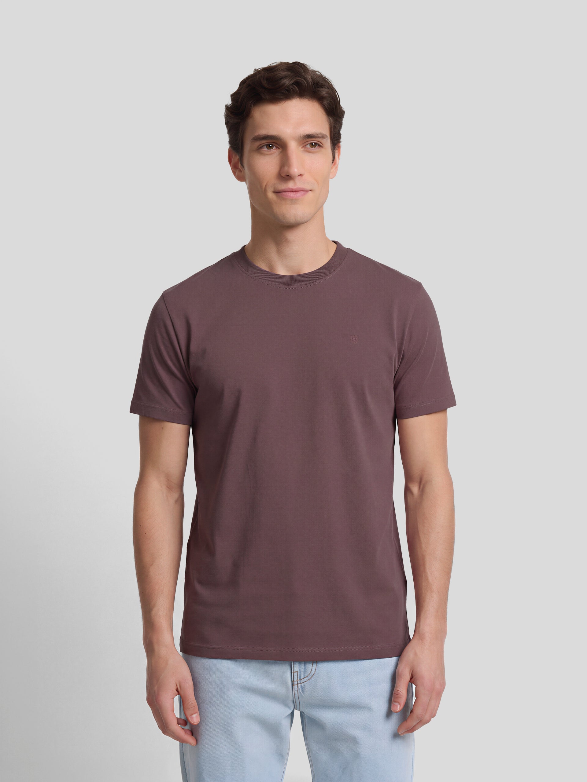 T-shirt lisa minilogo emblema bordô