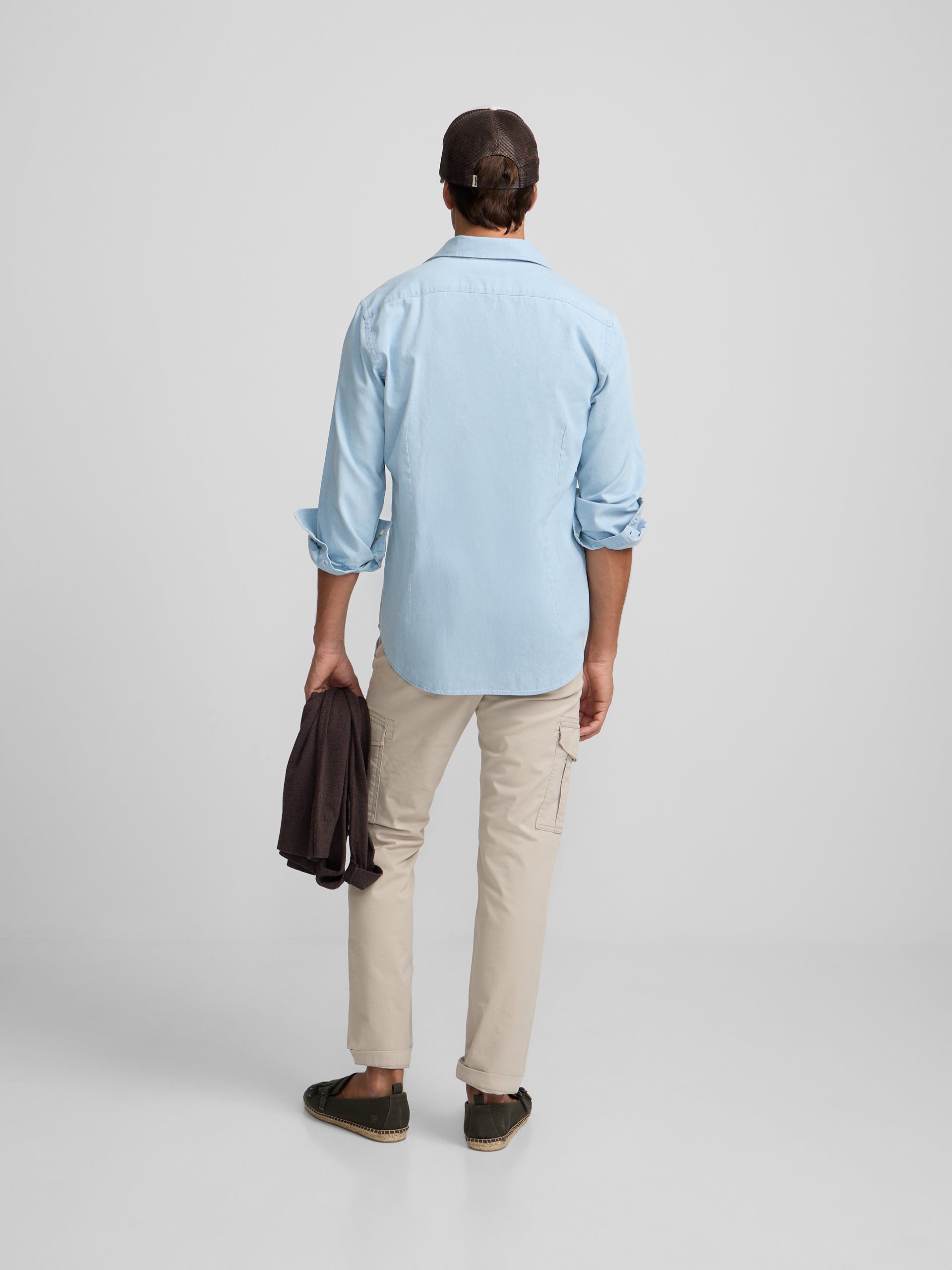 Chemise sport en denim col cutaway bleu clair