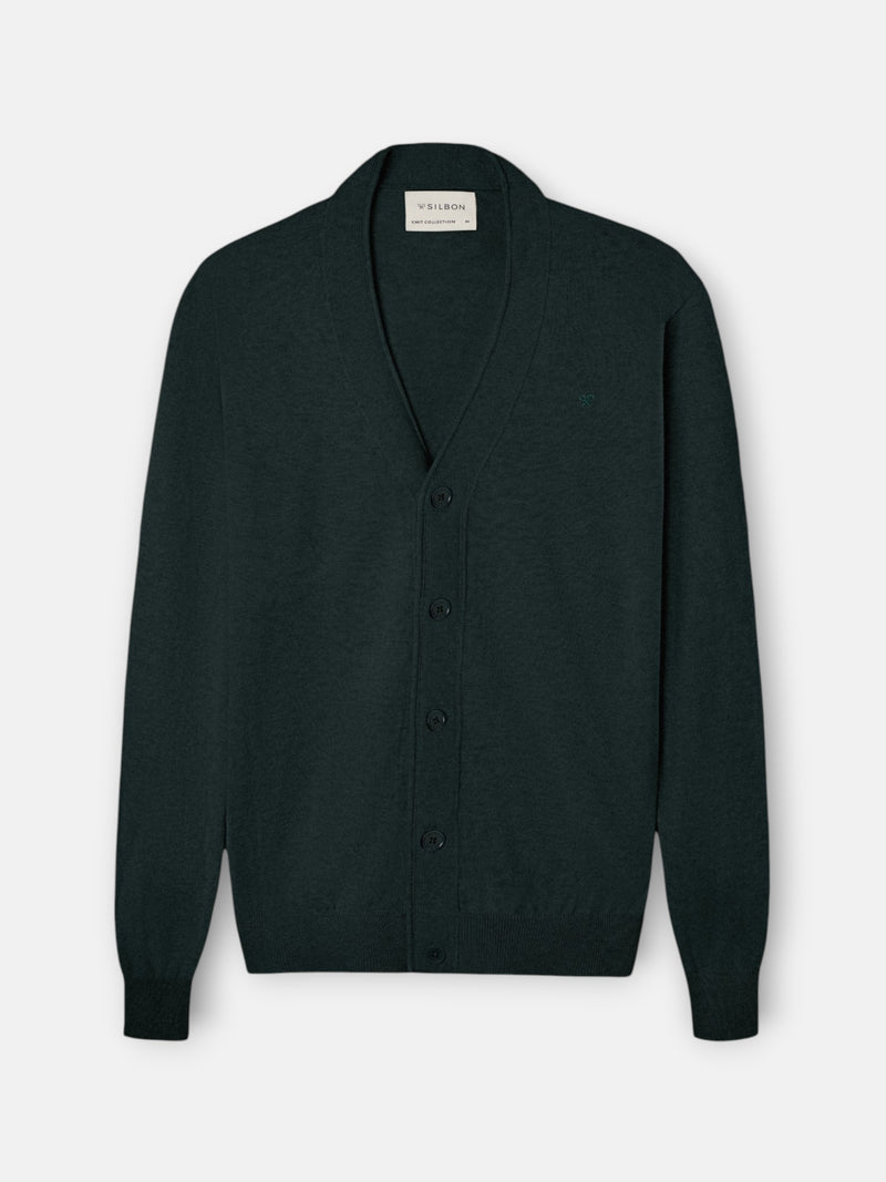 Cardigan clasico verde oscuro