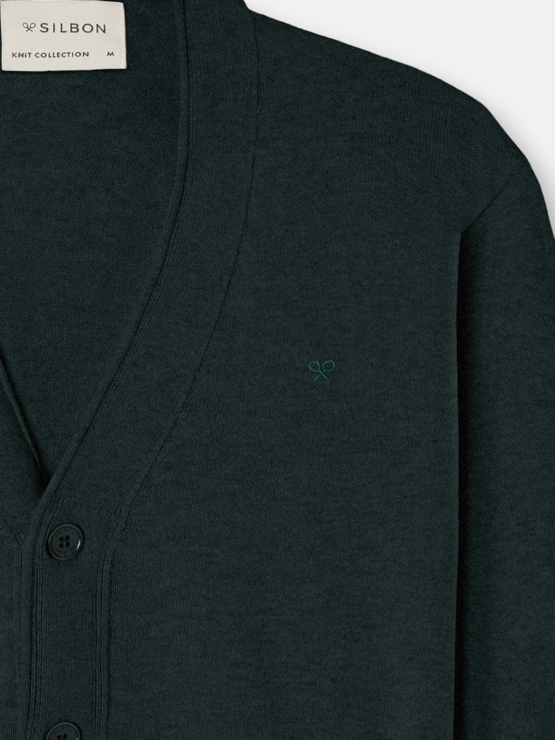 Cardigan clasico verde oscuro