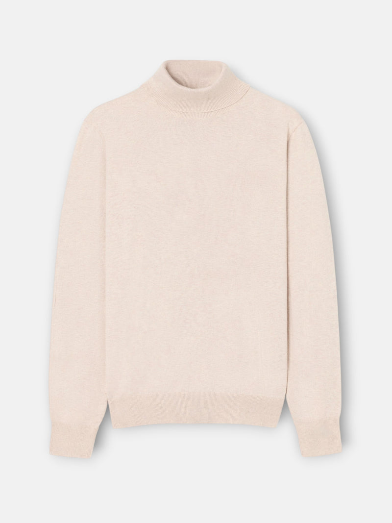 Pull col roulé beige