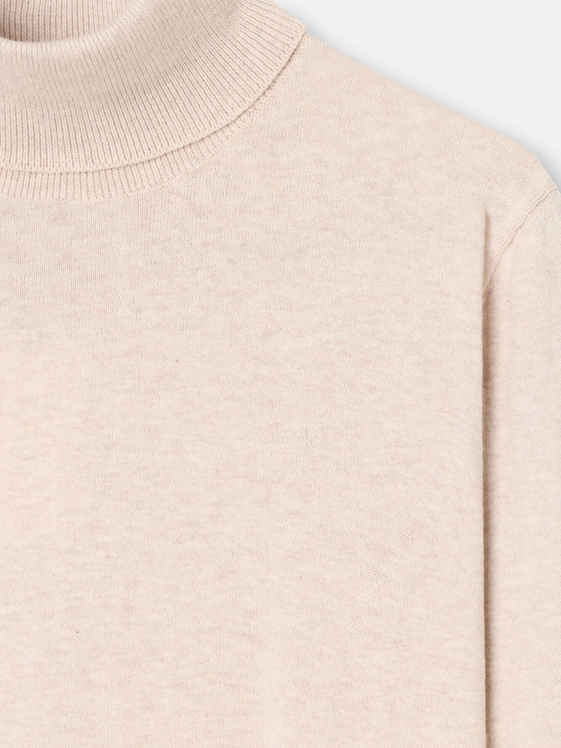 Pull col roulé beige