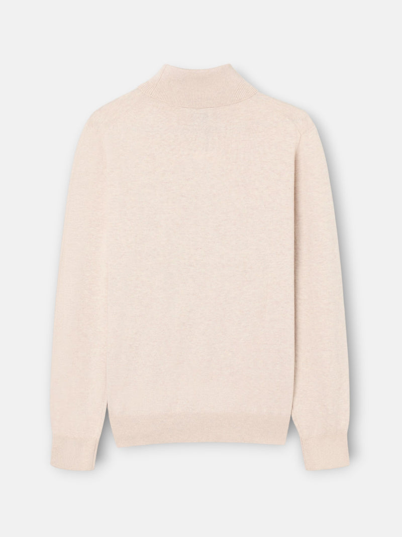 Pull col roulé beige