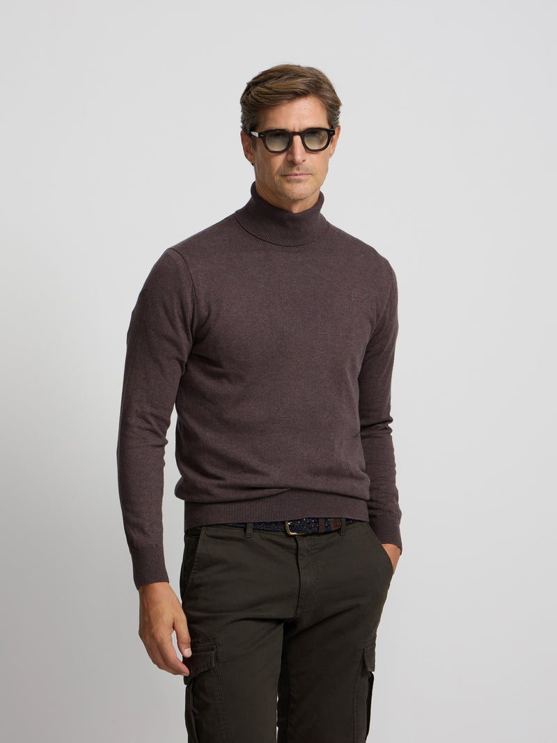 Jersey cuello vuelto marron