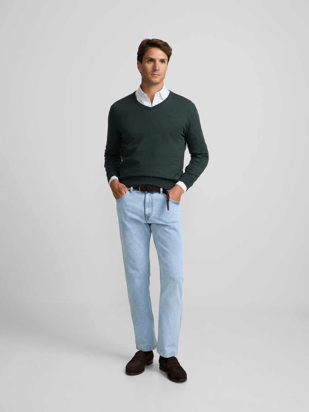 Jersey cuello pico verde