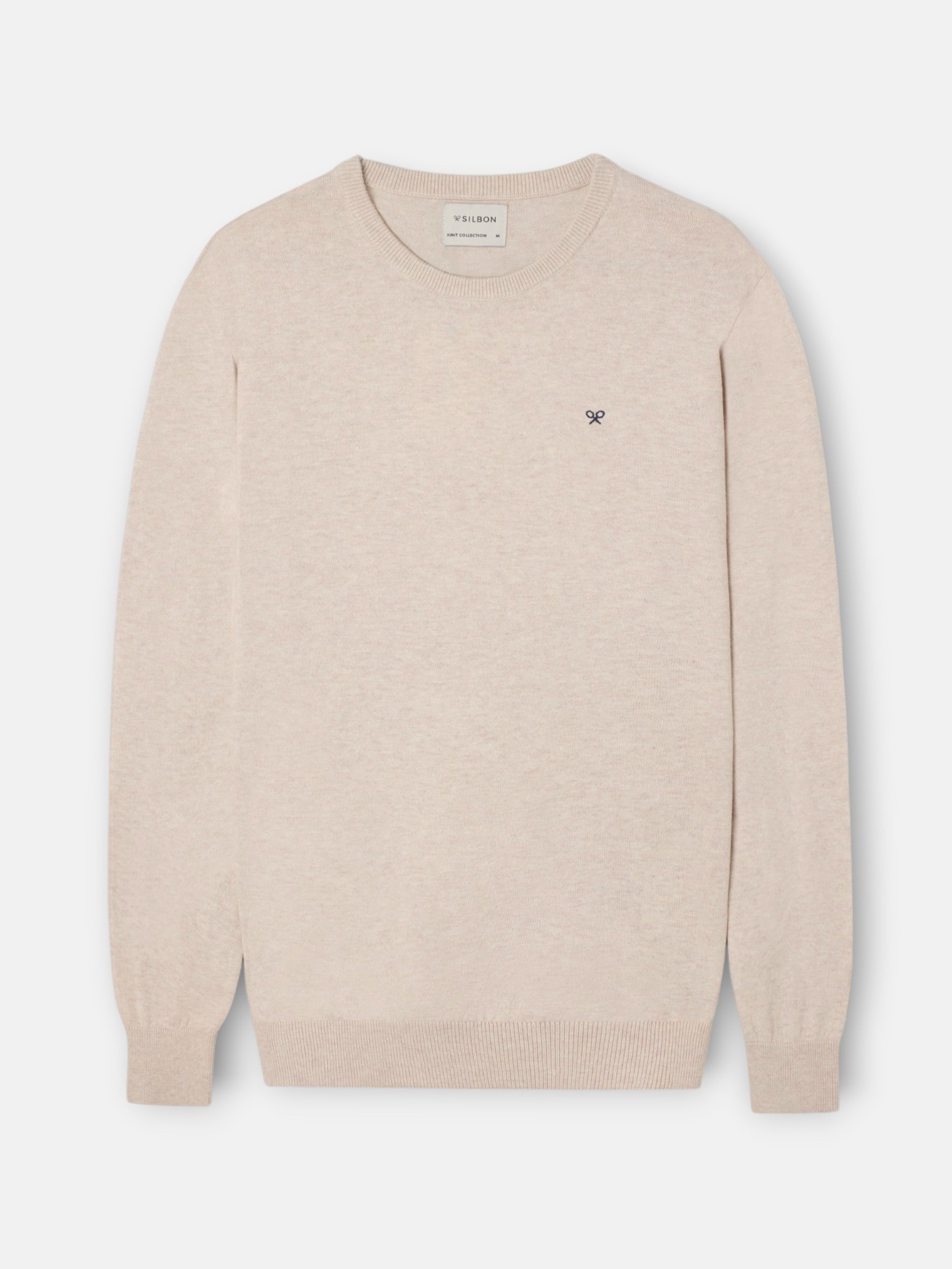 Jersey cuello redondo beige claro