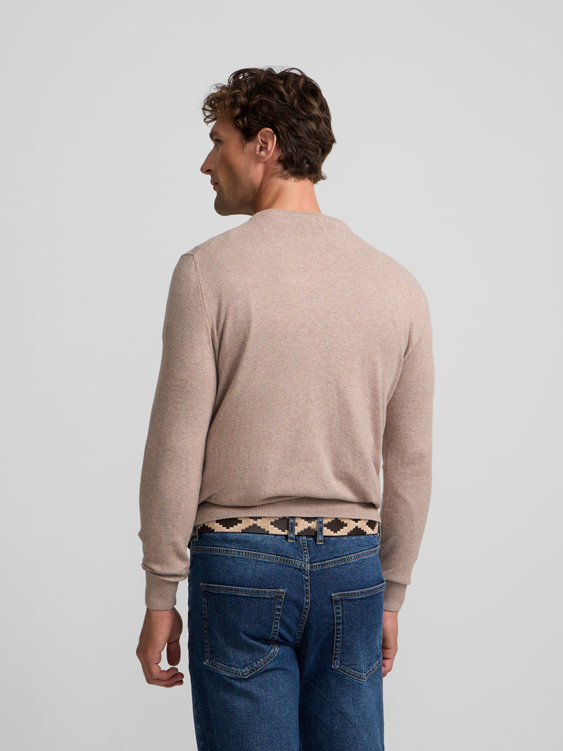 Jersey cuello redondo beige claro