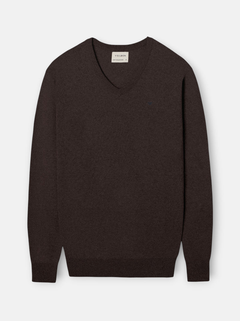 Jersey cuello pico marron