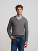 Grey V-neck sweater