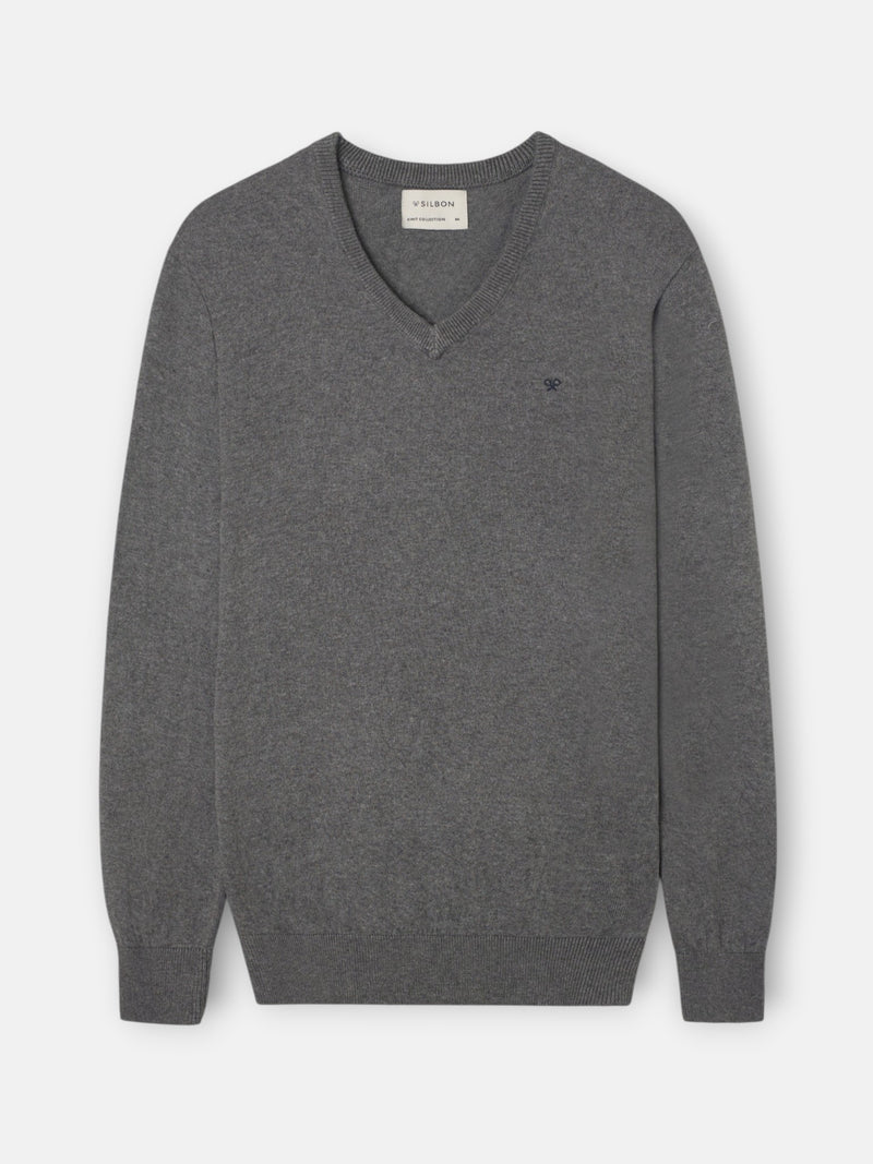 Jersey cuello pico gris
