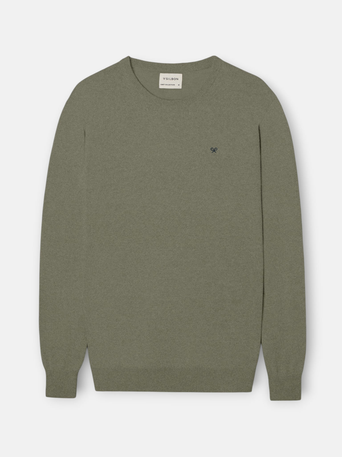 Jersey cuello redondo verde gris