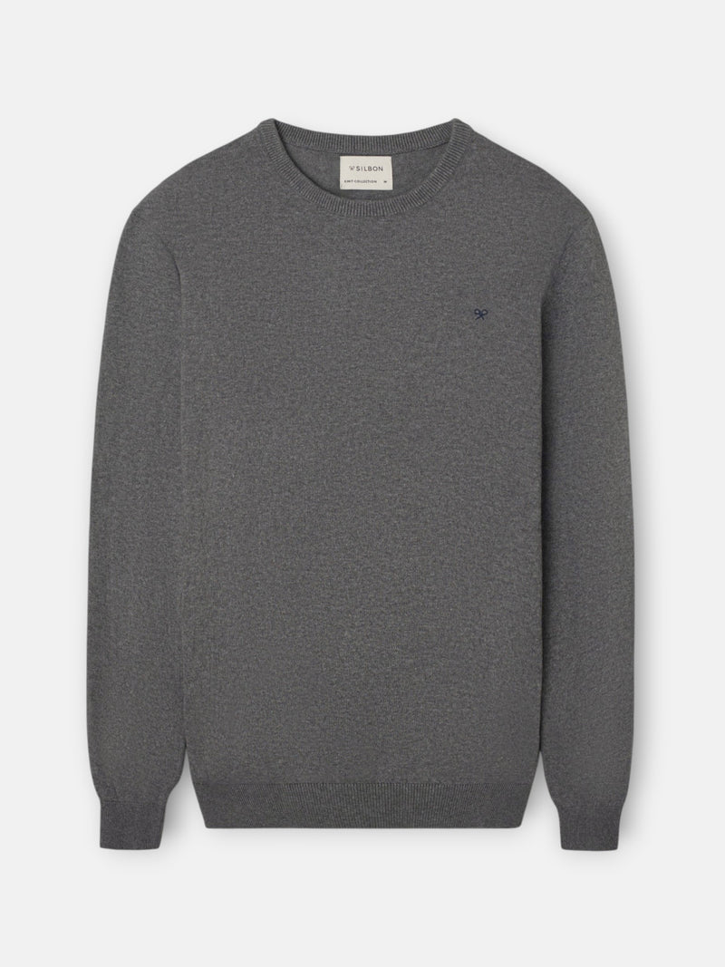 Jersey cuello redondo gris
