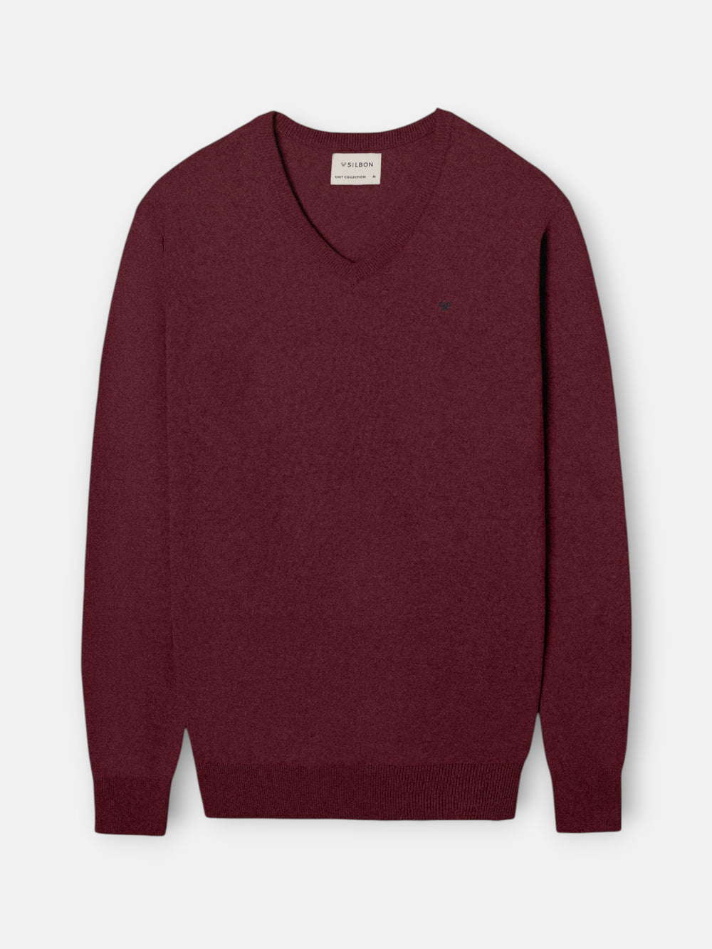 Jersey cuello pico burdeos