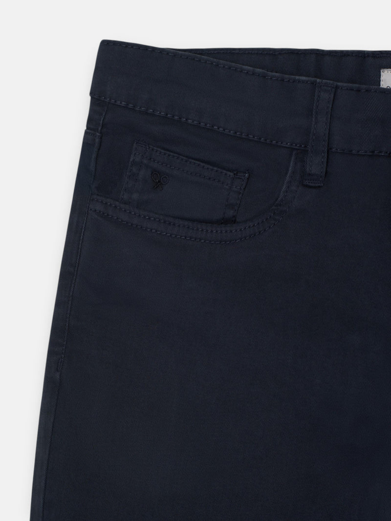Navy blue five-pocket sport trousers