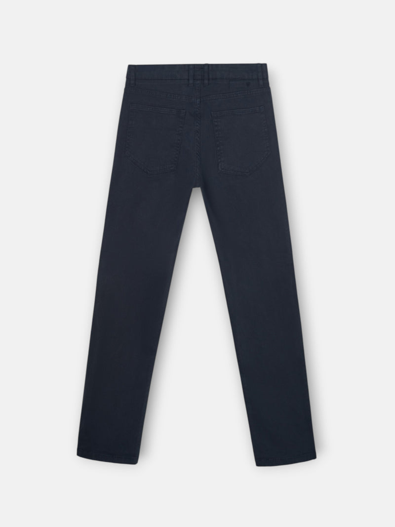 Navy blue five-pocket sport trousers